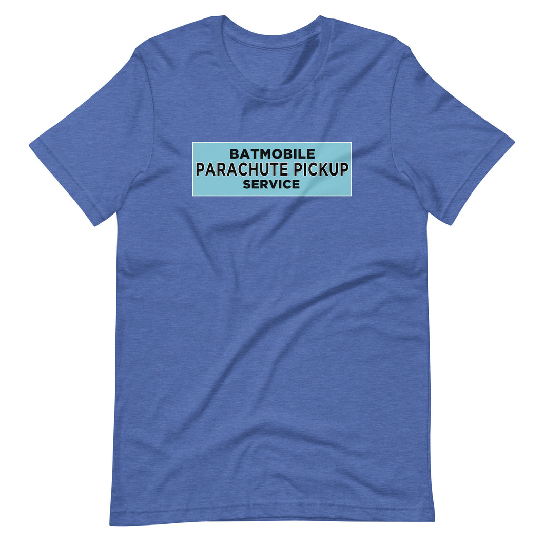 Batmobile Parachute Pickup Service Unisex Tee